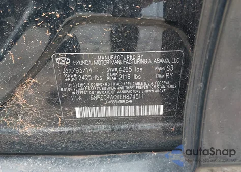 2014 Hyundai Sonata Limited z USA, uszkodzony, nr VIN 5NPEC4ACXEH874511